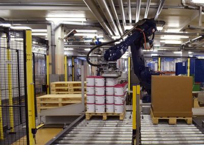 Rullbanor med robot tillverkade av Bofab Conveyor AB åt ASM Foods AB